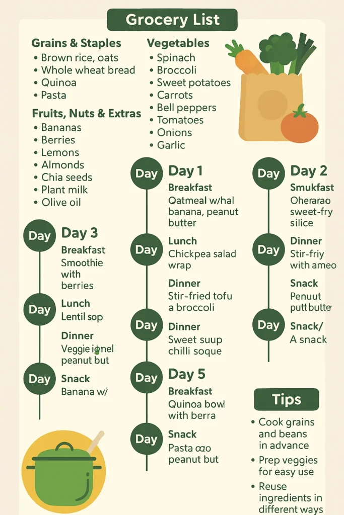 7-Day Plant-Based Meal Plan for Beginners | Easy Recipes & Grocery List 2 7-Day Plant-Based Meal Plan for Beginners Easy Recipes & Grocery List infographic